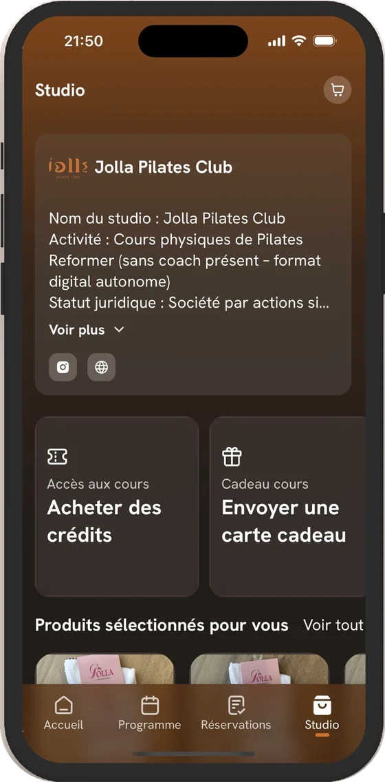 Espace studio : achat de crédits et carte cadeau